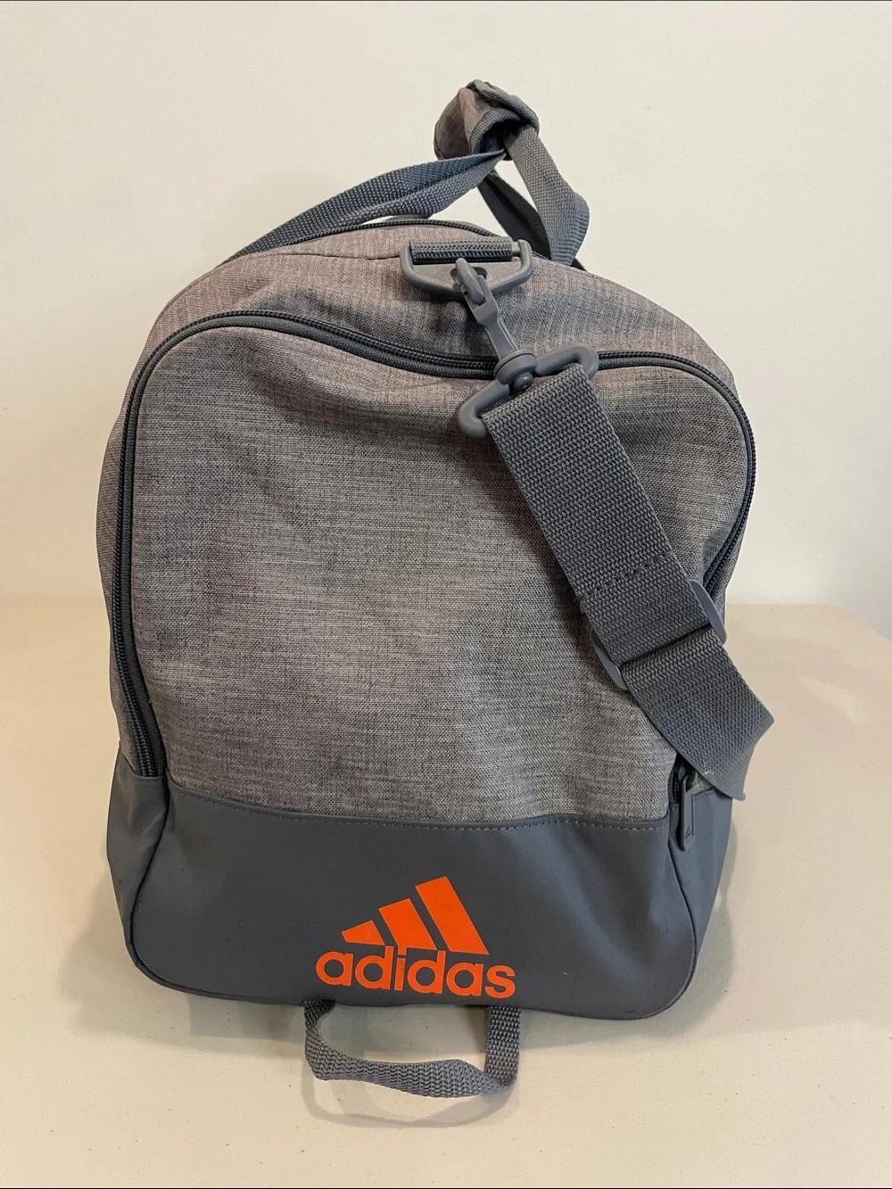 adidas Defender IV Duffel Bag Canvas Gray Orange Medium Gym Travel Luggage